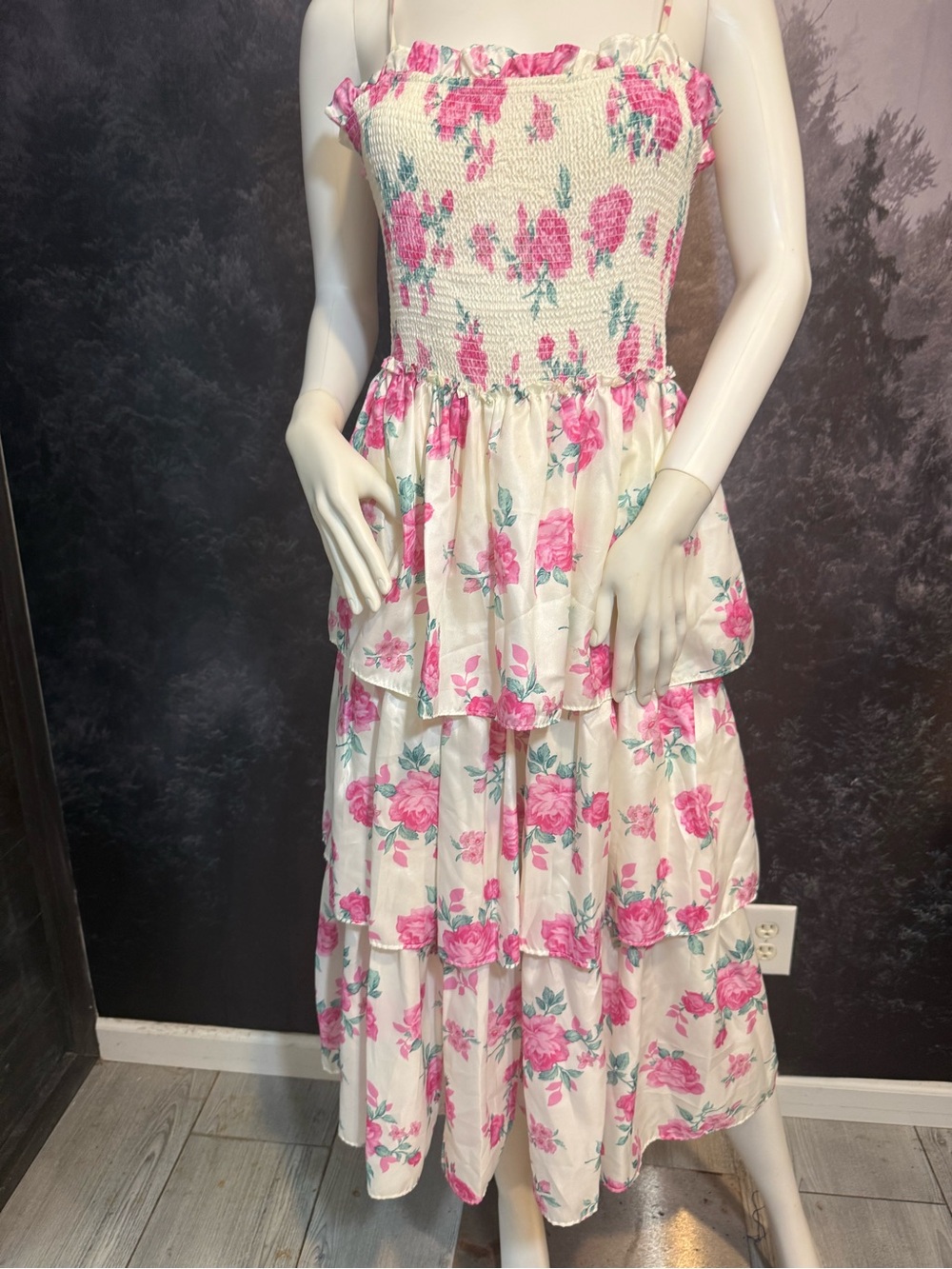 LoveShackFancy Pink and White Floral Smocked Sundress - Picture 5 of 10